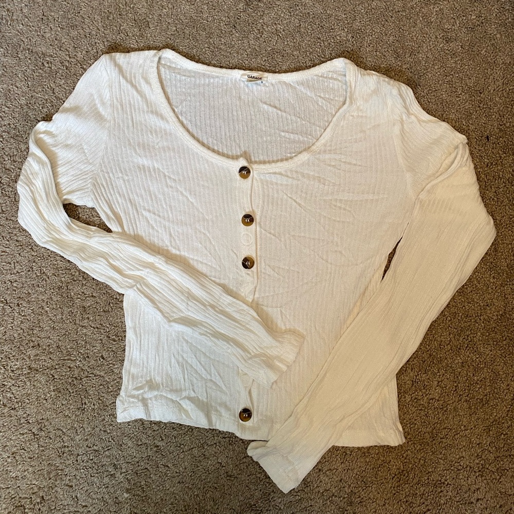 Garage long sleeve white button shirt